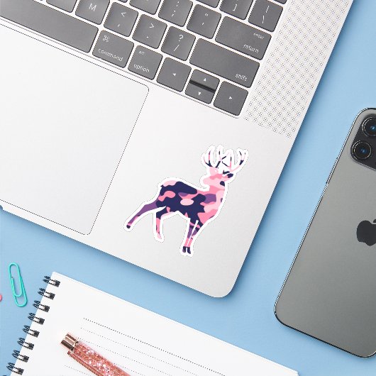 Sticker Camo Deer (Ordinateur portable avec iPhone)