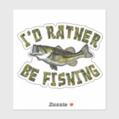 Sticker Camo mignon, JE VOUDRAIS PLUTÔT PÊCHER Basse Poiss (Feuille)