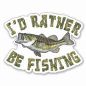 Sticker Camo mignon, JE VOUDRAIS PLUTÔT PÊCHER Basse Poiss (Devant)