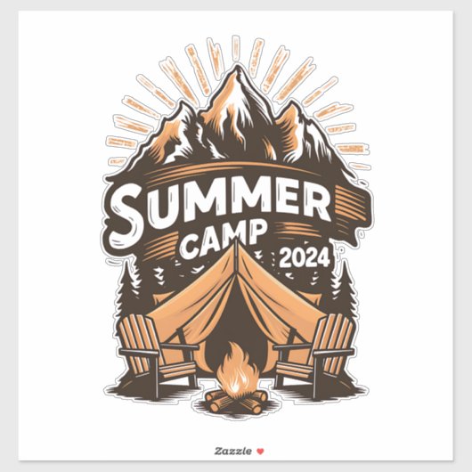 Sticker Camp d'été 2024 - Camping de vacances (Feuille)