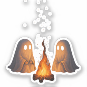 Sticker Campement fantôme effrayant au feu de camp dans la