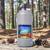 Sticker Camper Camping Blue Green Aquarelle