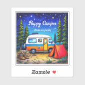 Sticker Camper Camping Blue Green Aquarelle (Feuille)