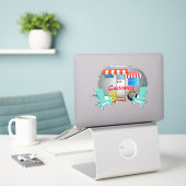 Sticker Camper Caravane Teardrop Thunder_Cove (Ordinateur portable sur le bureau)