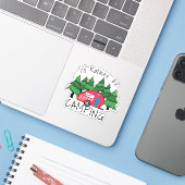 Sticker Camper Red Teardrop (Ordinateur portable avec iPhone)
