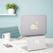 Sticker Camper remorque à main soleil jaune avec rayons (Ordinateur portable sur le bureau)