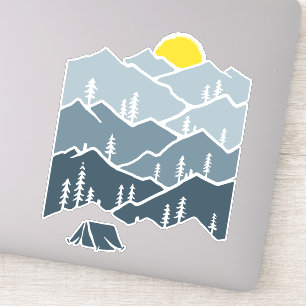 Sticker Camping en tente de montagne sauvage