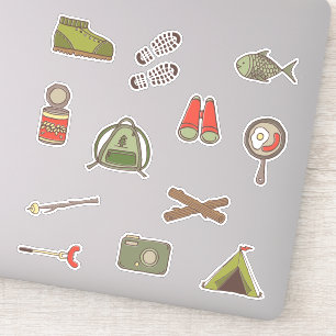 Sticker Camping Extérieur Aventures Enfants Illustrations