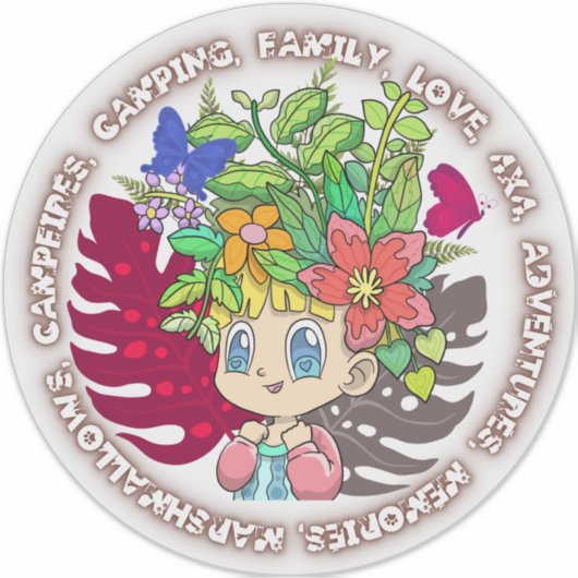 Sticker Camping Marshmallows Aimer Brown (Devant)