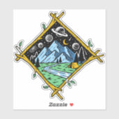 Sticker Camping Rustique dans la Nature sous les Étoiles (Feuille)