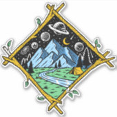 Sticker Camping Rustique dans la Nature sous les Étoiles (Devant)