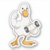 Sticker Canard à Bodybuilding avec Dumbbell (Devant)