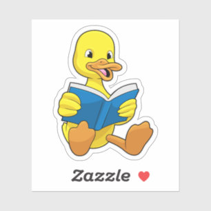Sticker Canard à la lecture avec livre