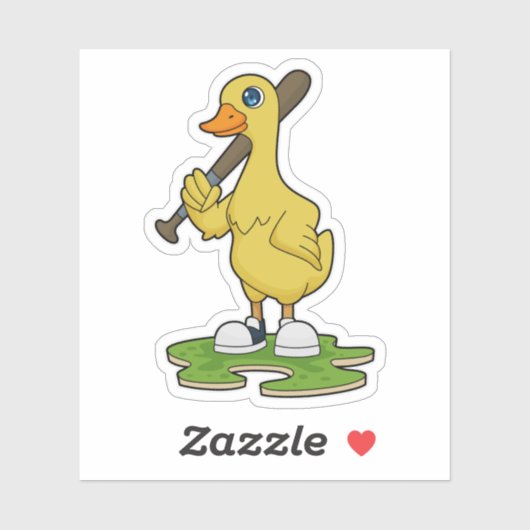 Sticker Canard au baseball avec batte de baseball (Feuille)