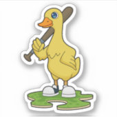 Sticker Canard au baseball avec batte de baseball (Devant)