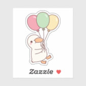 Sticker Canard blanc mignon avec ballons (Feuille)