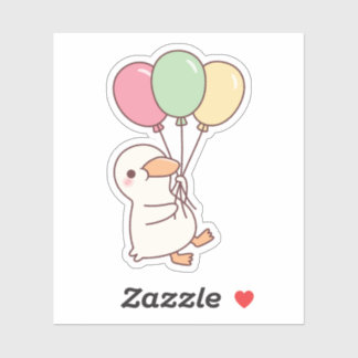 Sticker Canard Blanc Mignon Avec Ballons