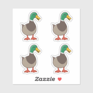 Sticker Canard colvert de dessin animé mignon 4 autocollan