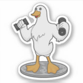 Sticker Canard comme Bodybuilder avec des cloches (Devant)