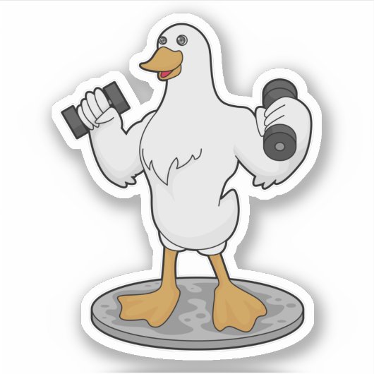 Sticker Canard comme Bodybuilder avec des cloches (Devant)