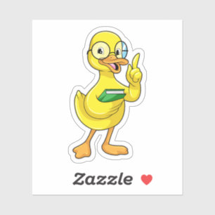 Sticker Canard comme enseignant avec livre et lunettes