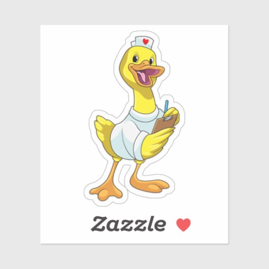 Sticker Canard comme infirmière avec coeur (Feuille)
