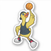 Sticker Canard comme joueur de basketball avec basket-ball (Devant)