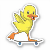 Sticker Canard comme patineur avec skateboard (Devant)