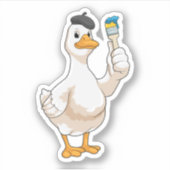 Sticker Canard comme peintre avec pinceau (Devant)