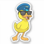 Sticker Canard comme pilote avec casquette pilote (Devant)