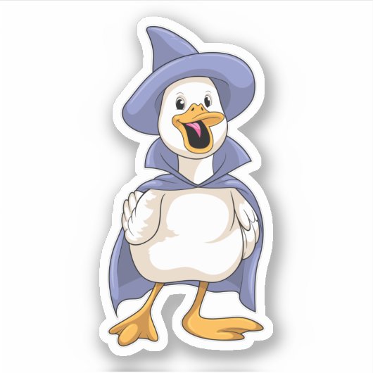 Sticker Canard comme sorcière avec Casquette (Devant)