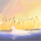 Sticker Canard dans l'étang au coucher du soleil (Devant)