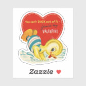Sticker Canard de natation de la Saint-Valentin Rétro Vint (Feuille)