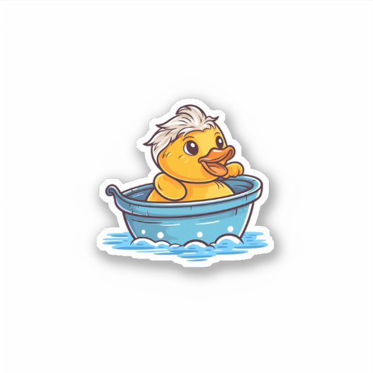 Sticker Canard en caoutchouc jaune mignon dans une baignoi (Devant)