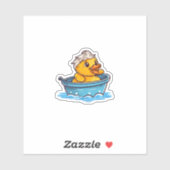 Sticker Canard en caoutchouc jaune mignon dans une baignoi (Feuille)