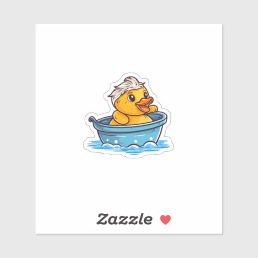 Sticker Canard en caoutchouc jaune mignon dans une baignoi (Feuille)