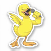 Sticker Canard en chanteur avec microphone (Devant)