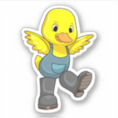 Sticker Canard en fermier avec des bottes (Devant)