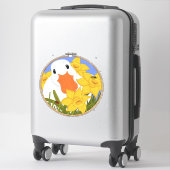 Sticker Canard et jonquilles | Broderie Hoop Felt Look Cut (Sur valise)