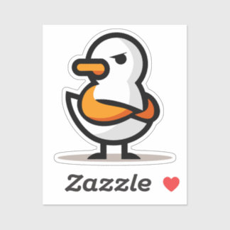 Sticker Canard Grincheux Masque de Dessin Animé Minimalist
