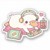 Sticker Canard Mignon Relaxe Joueur (Devant)