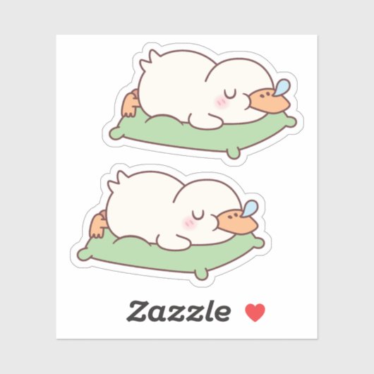Sticker Canard mou Dormir sur le Coussin (Feuille)