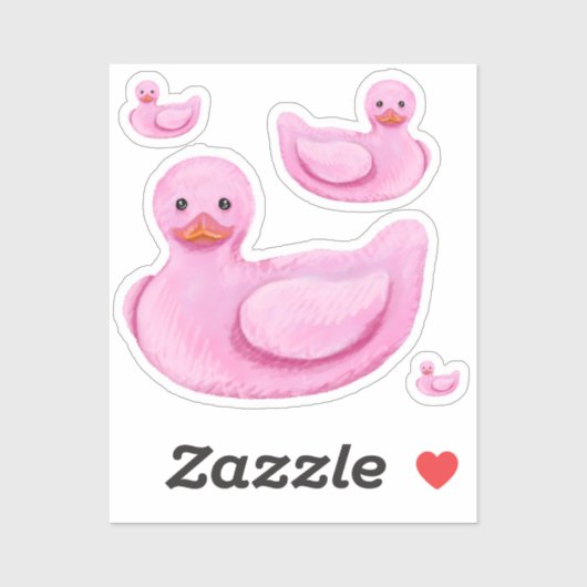 Sticker Canards en caoutchouc roses (Feuille)