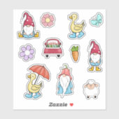 Sticker Canards et Gnomes (Feuille)