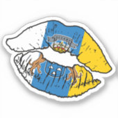 Sticker Canaries Canaries Canarian Lipstick Love Drapeau (Recto)