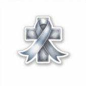 Sticker Cancer du cerveau Ruban gris avec croix (Devant)