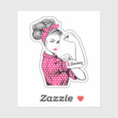 Sticker Cancer du sein Survivant Rosie Riveter Rose (Feuille)
