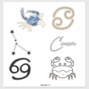 Sticker Cancer l'astrologie crabe anniversaire zodiac or
