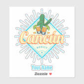 Sticker Cancun Mexique Dancing Cactus Tequila Vintage (Feuille)