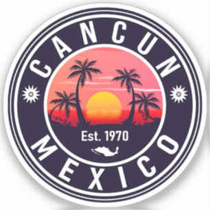 Sticker Cancun Mexique Palm Tree Vintage voyage Souvenir
